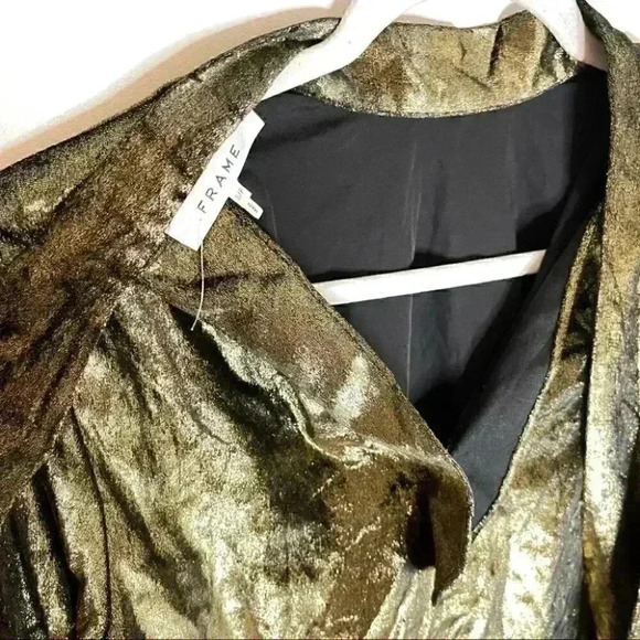 NEW Frame Metallic Gold Neck Tie Blouse - Picture 4 of 10